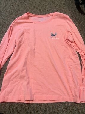 Vineyard Vines Coral Pink Long Sleeve Tee with Whale Logo